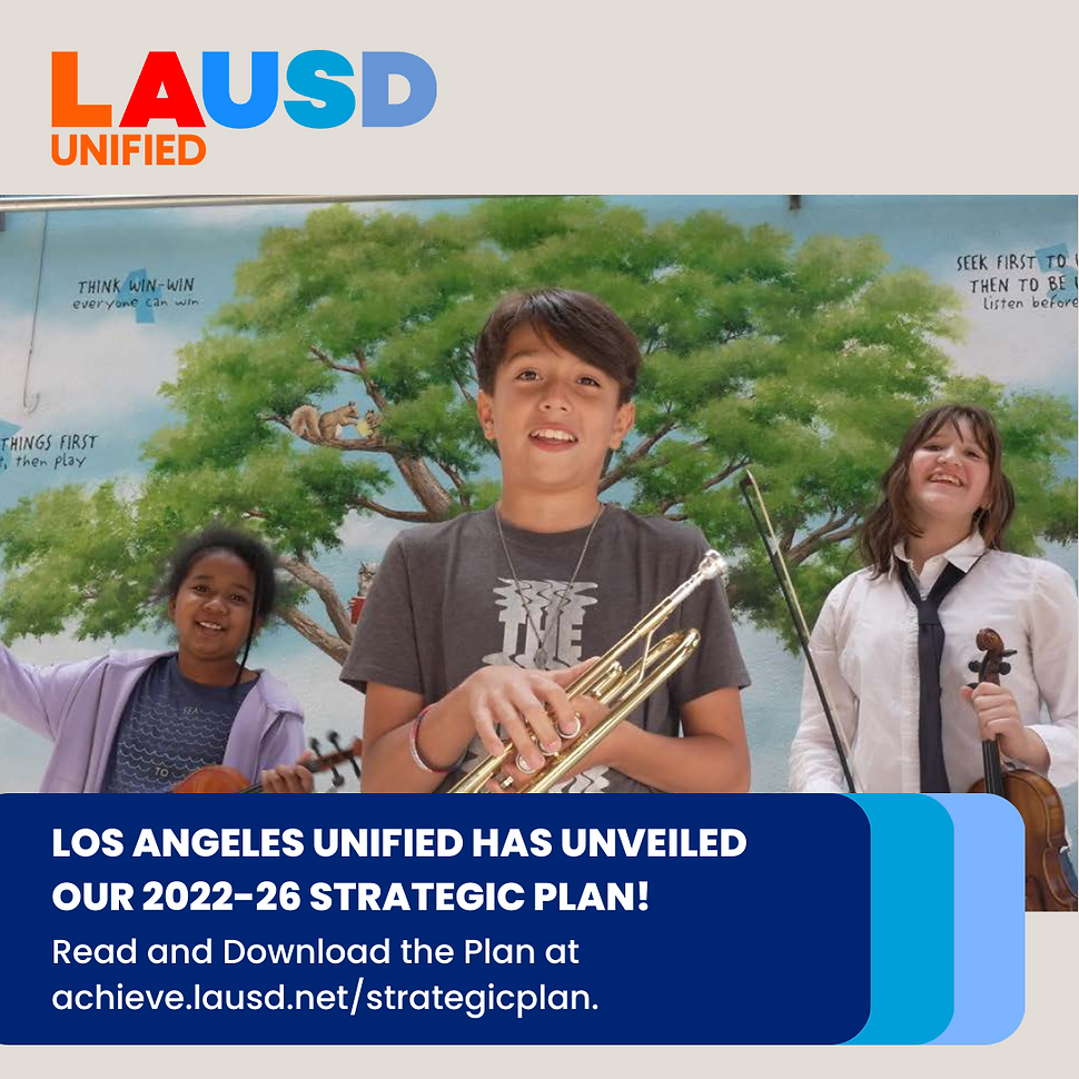 Flyer with link to LAUSD's Strategic Plan